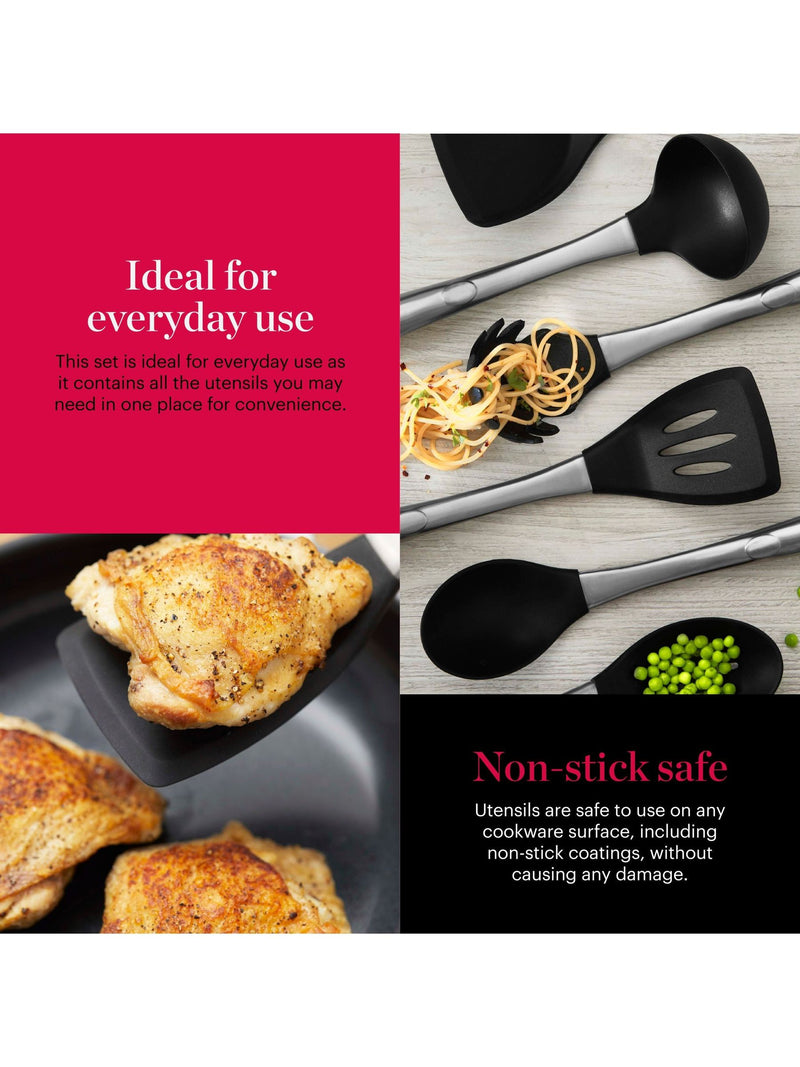 Good Food 6-piece black cooking utensil set, UK version
