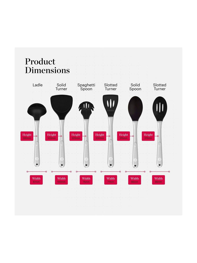 Good Food 6-piece black cooking utensil set, UK version