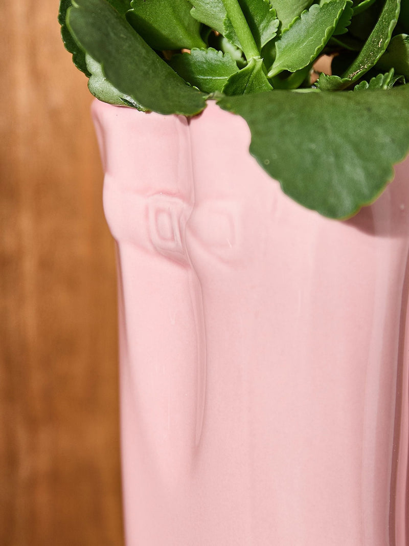 Dibor pink wellington boot ceramic planter high gloss - British product