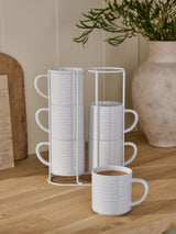 Next Malvern White Stacking Mug Set of 6 with Metal Stand 12.5cm- Buy online at McGrocer