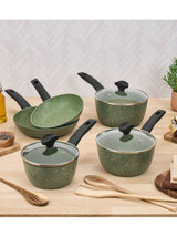 Next Prestige 5 Piece Green Aluminium Plan Based Non Stick Induction Cookware Set- Buy online at McGrocer