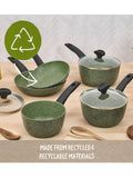 Prestige 5 piece green aluminium induction cookware set, imported from the UK