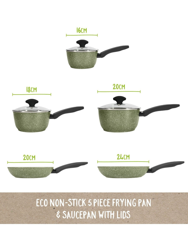 Prestige 5 piece green aluminium induction cookware set, imported from the UK