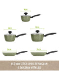 Prestige 5 piece green aluminium induction cookware set, imported from the UK