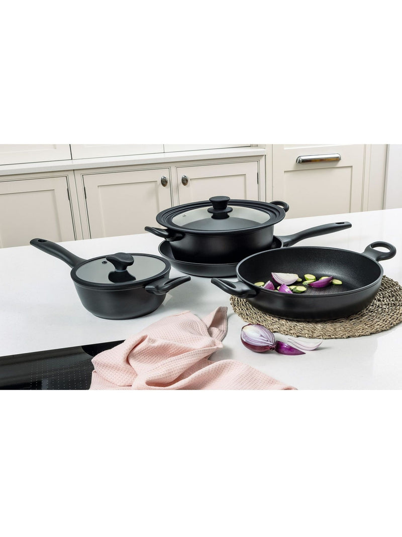 Prestige Black Nadiya 4-piece non-stick cookware set, imported from the UK