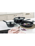Prestige Black Nadiya 4-piece non-stick cookware set, imported from the UK