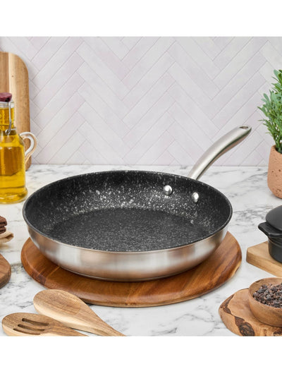 Next Prestige Silver Scratch Guard Stainless Steel Frying Pan 29cm- Buy online at McGrocer