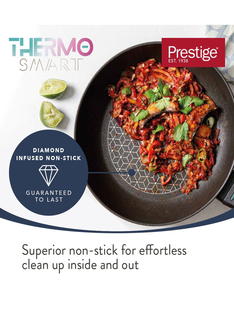 Prestige Black Thermosmart Non-Stick Induction Saucepan Set, 3-Piece, imported from the UK