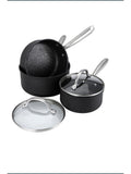 Prestige Black Scratch Guard Non-Stick Aluminium Saucepan Set, imported from the UK