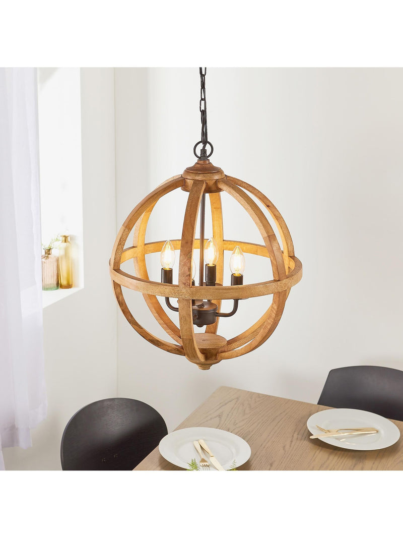 Gallery Home Tobia ceiling pendant light with mango wood, UK version