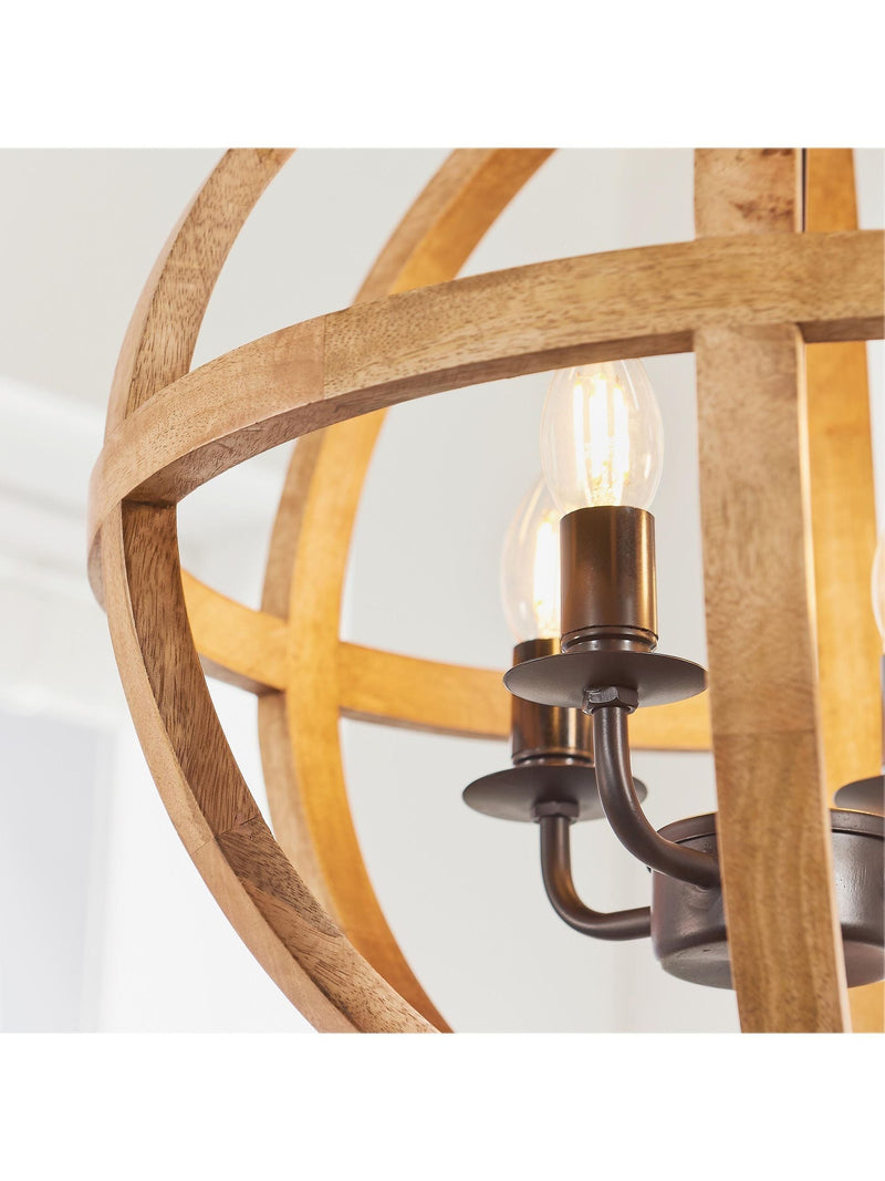 Gallery Home Tobia ceiling pendant light with mango wood, UK version