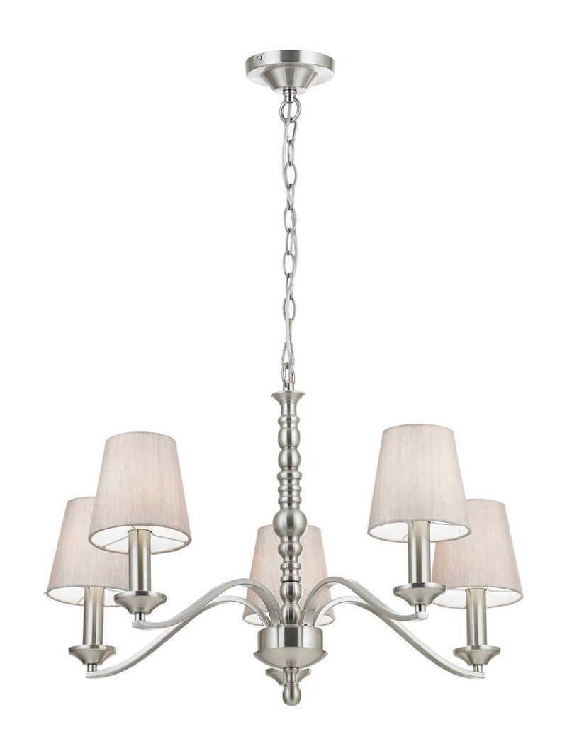 Gallery Home Silver Astor 5 ceiling pendant light, imported from the UK