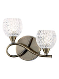 Gallery Home twin wall light antique brass cut glass shades, UK version