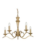 Gallery Home antique brass Korella 5-light ceiling pendant, imported from the UK