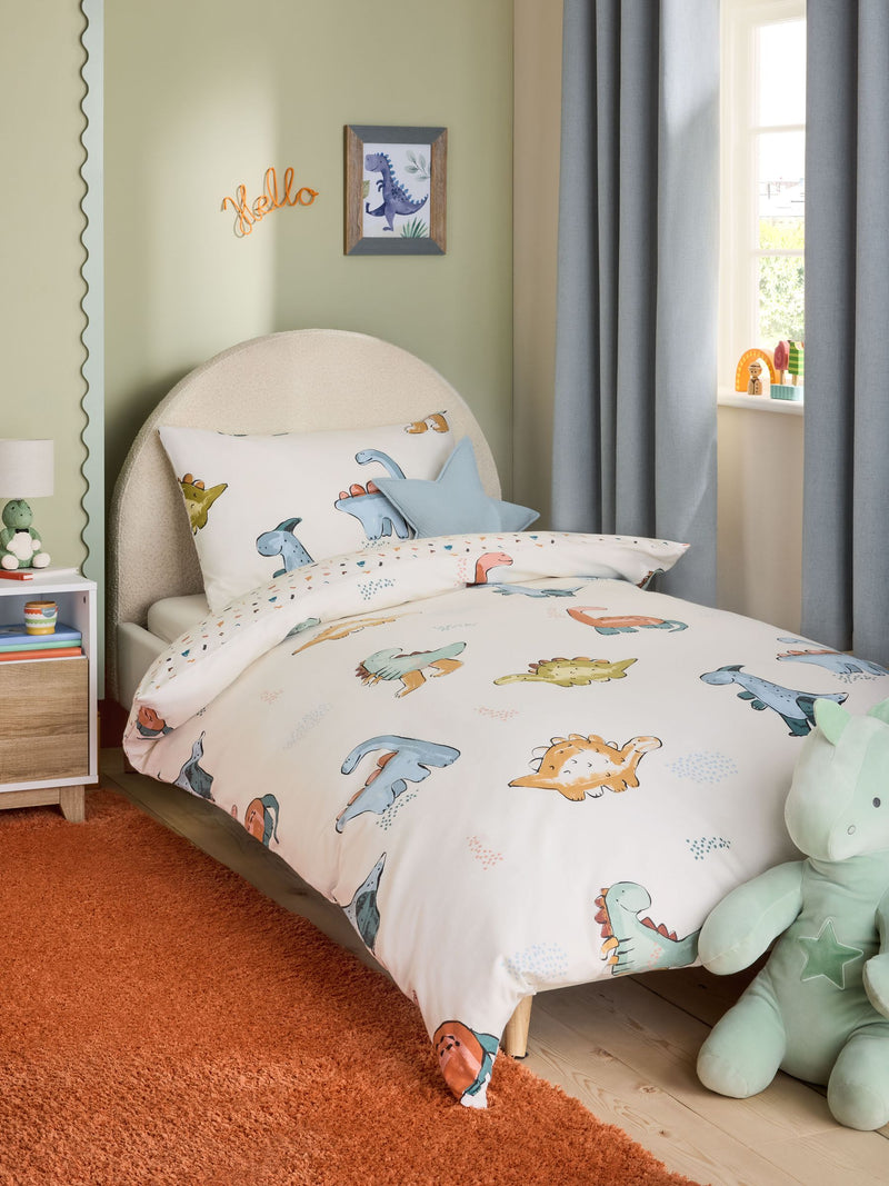 Cream Dinosaur duvet cover and pillowcase set - British product