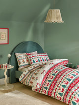 Next Ecru/Red Fairisle Christmas Duvet Cover and Pillowcase Set- Buy online at McGrocer