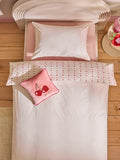 Pink Cherry Bow duvet cover and pillowcase set, imported from the UK