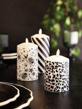Next Rockett St George 3 Pack Cream/Black Real Wax Printed LED Candles- Buy online at McGrocer