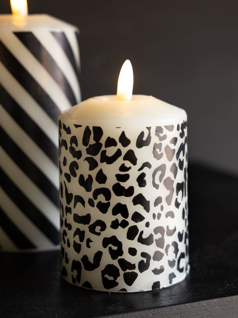 Rockett St George printed LED candles cream black 3 pack, imported from the UK