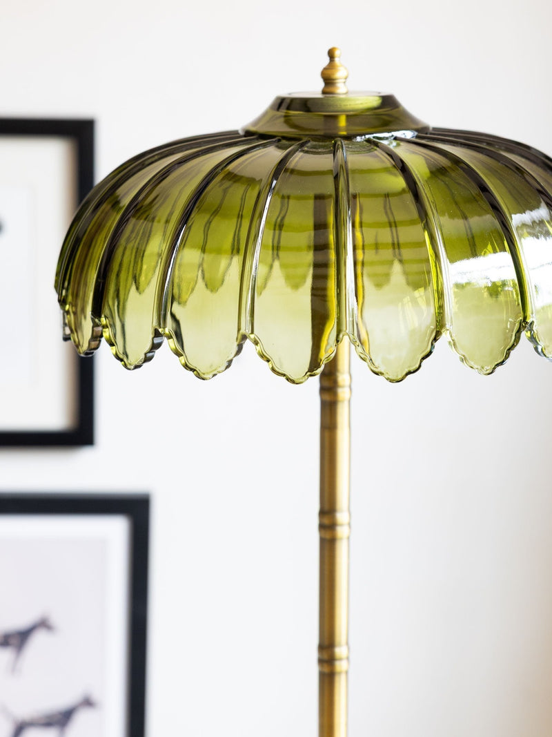 Rockett St George green palm floor lamp with tree stem, UK version