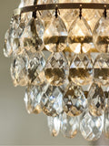 Shabby Chic brass glass pendant light with crystal droplets - British product