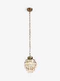 Shabby Chic brass glass pendant light with crystal droplets - British product