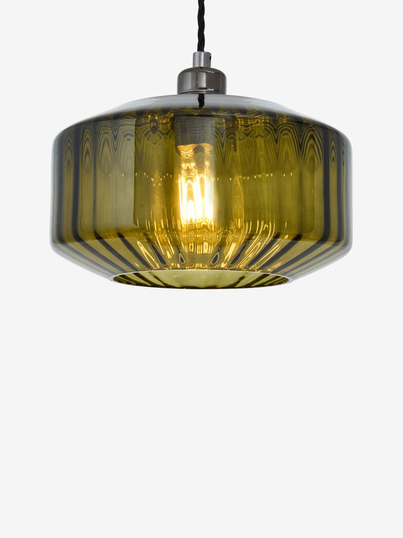 Rockett St George green ribbed glass lampshade 22cm - British product
