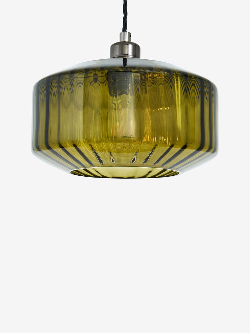 Rockett St George green ribbed glass lampshade 22cm - British product