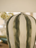 Nina Campbell Green Ecru Lydia striped table lamp with linen shade - British product