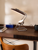 Next MADE.COM Brando Brown/Chrome Table Lamp- Buy online at McGrocer