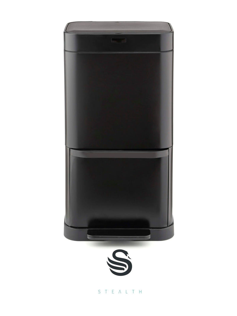Swan Black Stealth Dual Recycling Sensor Bin 70 Litre (British brand)
