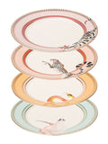 Yvonne Ellen Set of 4 White Animal Print Side Plates