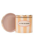 Yvonne Ellen Orange Stripe Planter with Saucer 10.5cm, imported from the UK