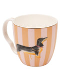 Yvonne Ellen set of 2 pink sausage doggie bone china mugs 0.45L (British brand)