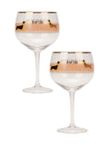 Yvonne Ellen gin glasses set with sausage doggie design, 500ml capacity (British brand)