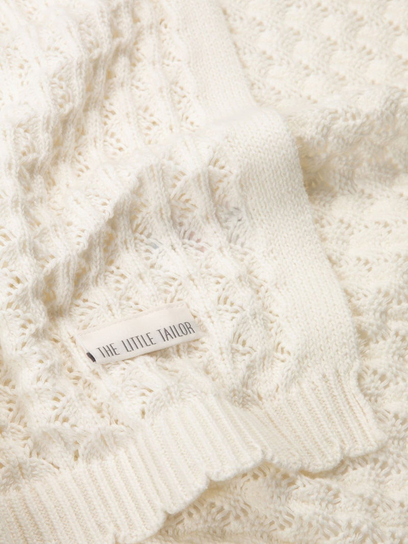 The Little Tailor cream scallop blanket 104x85cm - British product