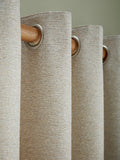 Laura Ashley Natural Truffle Milbourne Herringbone Eyelet curtains 112cm x 137cm (British brand)