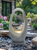Next Charles Bentley Loire 2-Tier Cascading Oval Garden Water Feature with LED Lights- Buy online at McGrocer