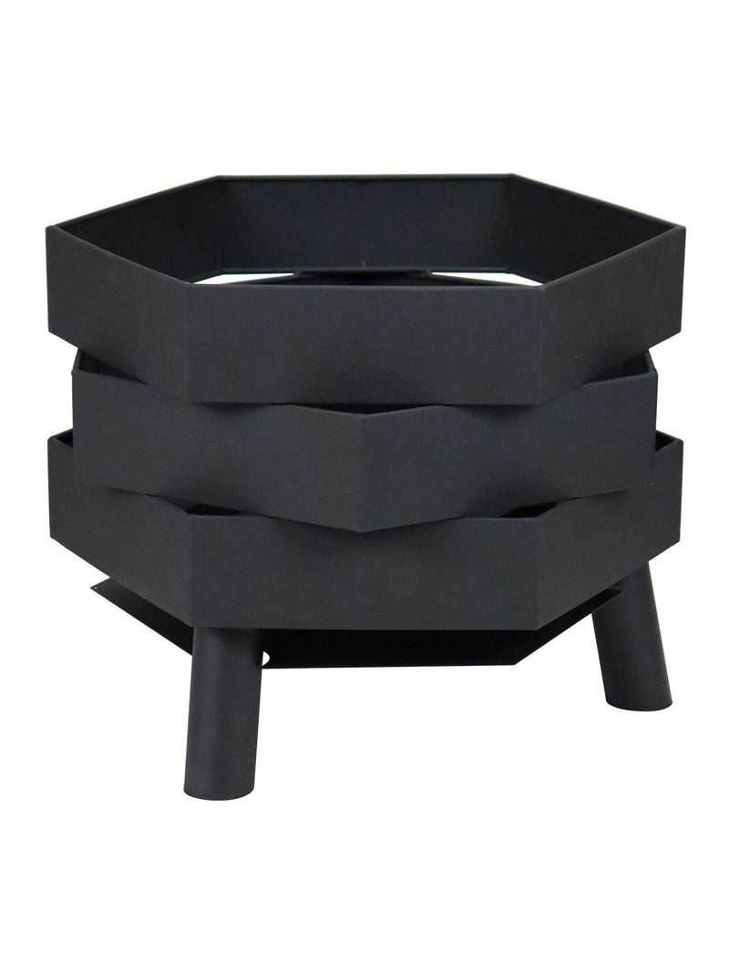 Charles Bentley black abstract steel garden fire pit (British brand)