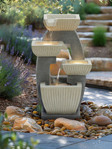 Next Charles Bentley Grey 4-Tier Ridged Cascading Garden Water Feature Bowl- Buy online at McGrocer