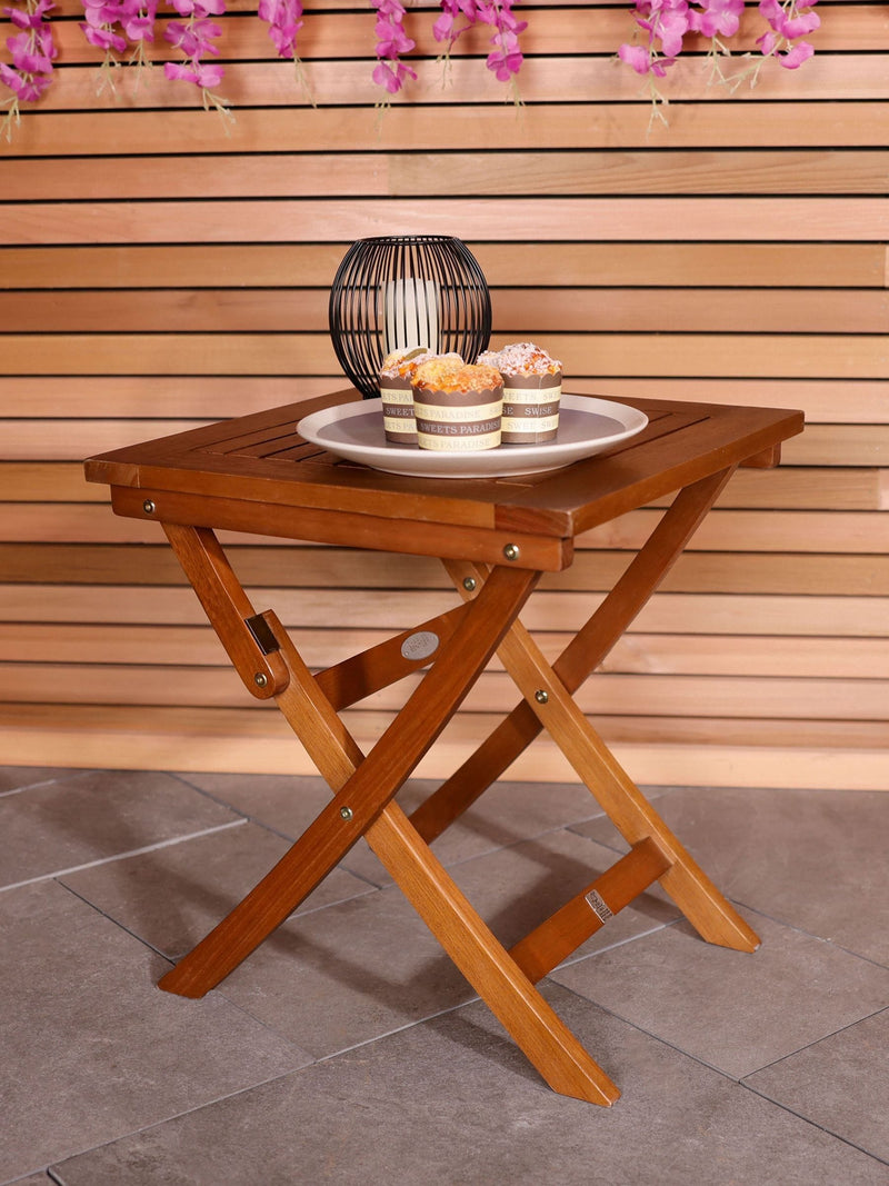 Charles Bentley brown folding garden side table - British product