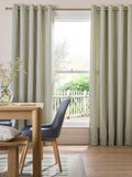 Blue green stripe eyelet curtains (British brand)