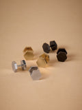 DCK Mens Silver Tone Stainless Steel Hexagon Stud Earrings Pack