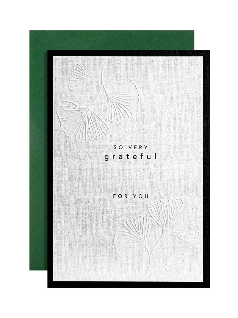 Hallmark black white gold premium thank you card Memento Luxe, UK version