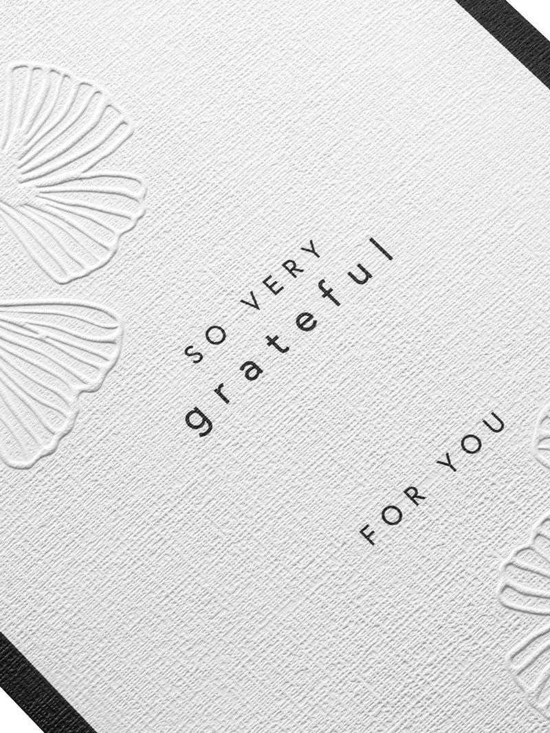 Hallmark black white gold premium thank you card Memento Luxe, UK version