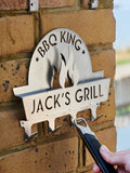 Oakdene personalised stainless steel BBQ tool rack 24.5x19cm - British product