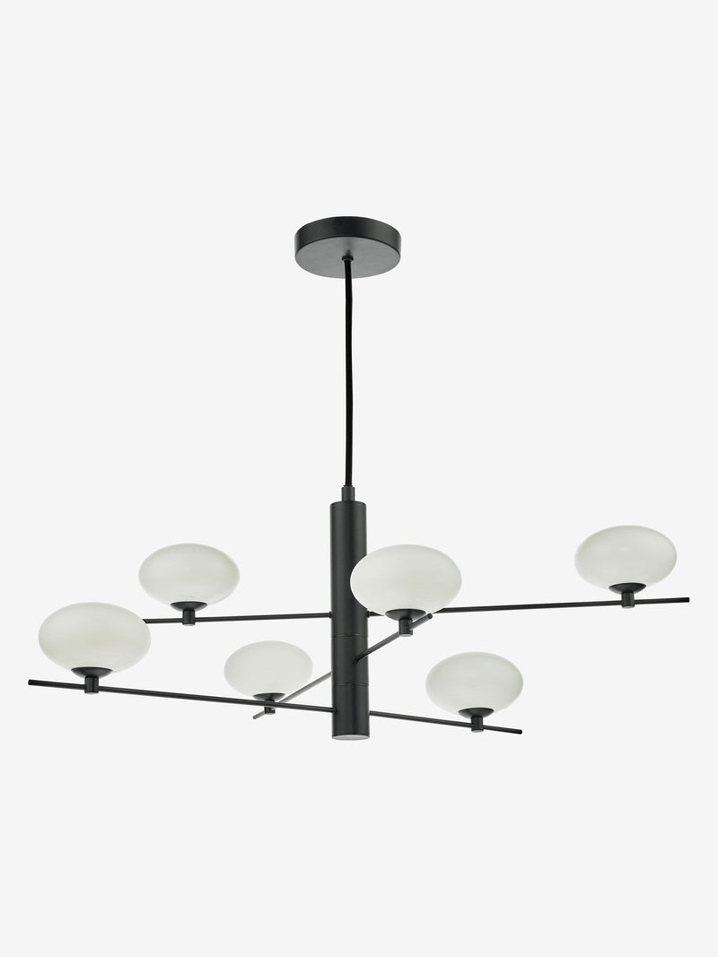 Dar Lighting Jasper 6-light pendant matt black opal glass (British brand)