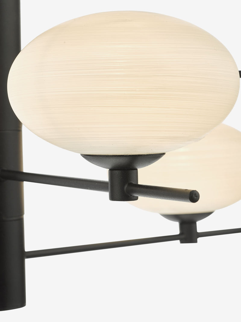 Dar Lighting Jasper 6-light pendant matt black opal glass (British brand)