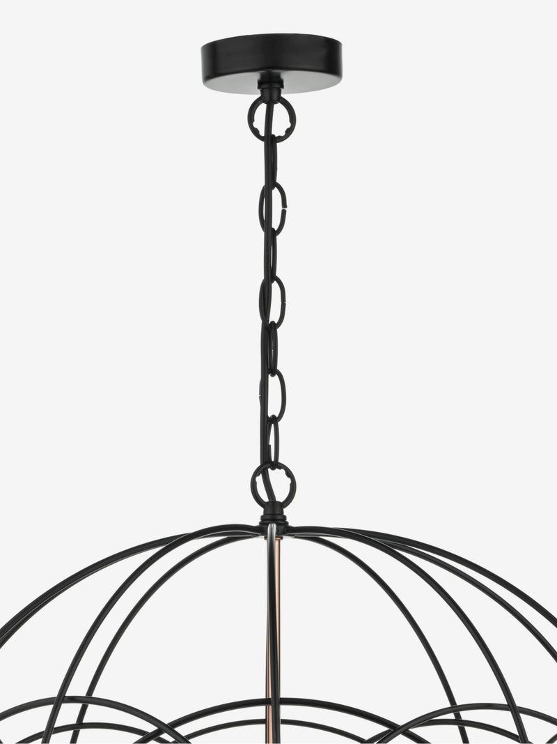 Dar Lighting Phoenix 5-light pendant in black and copper, UK version