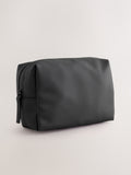 Black rubberised washbag with water-resistant finish, UK version